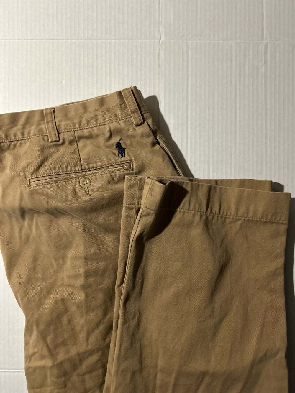 VTG 90s Polo Ralph Lauren Ethan Pant Pleated Chino Khaki Tan Size 36x32